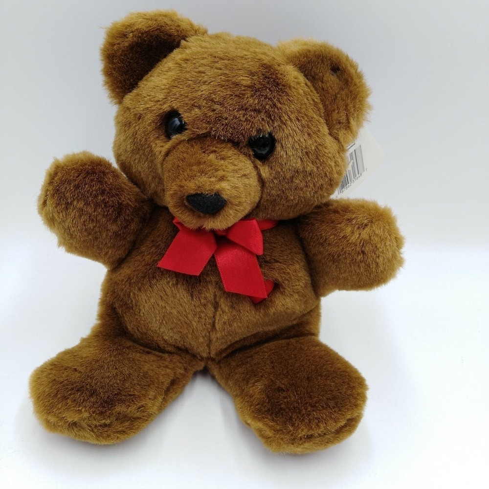 Dakin Heart-Throb Bear Plush Stuffed Brown Teddy Red Velvet Vintage 1985